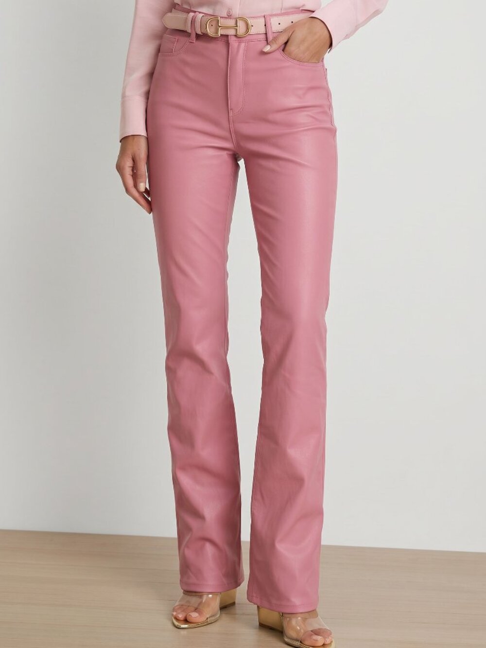 THE NOLI SHOP Aria Coated Flare Jean Petite Paradise Pink